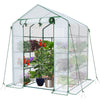 Serre de jardin avec etageres et bache PE renforcee 135g/m2 143x143x195cm - voonot.com