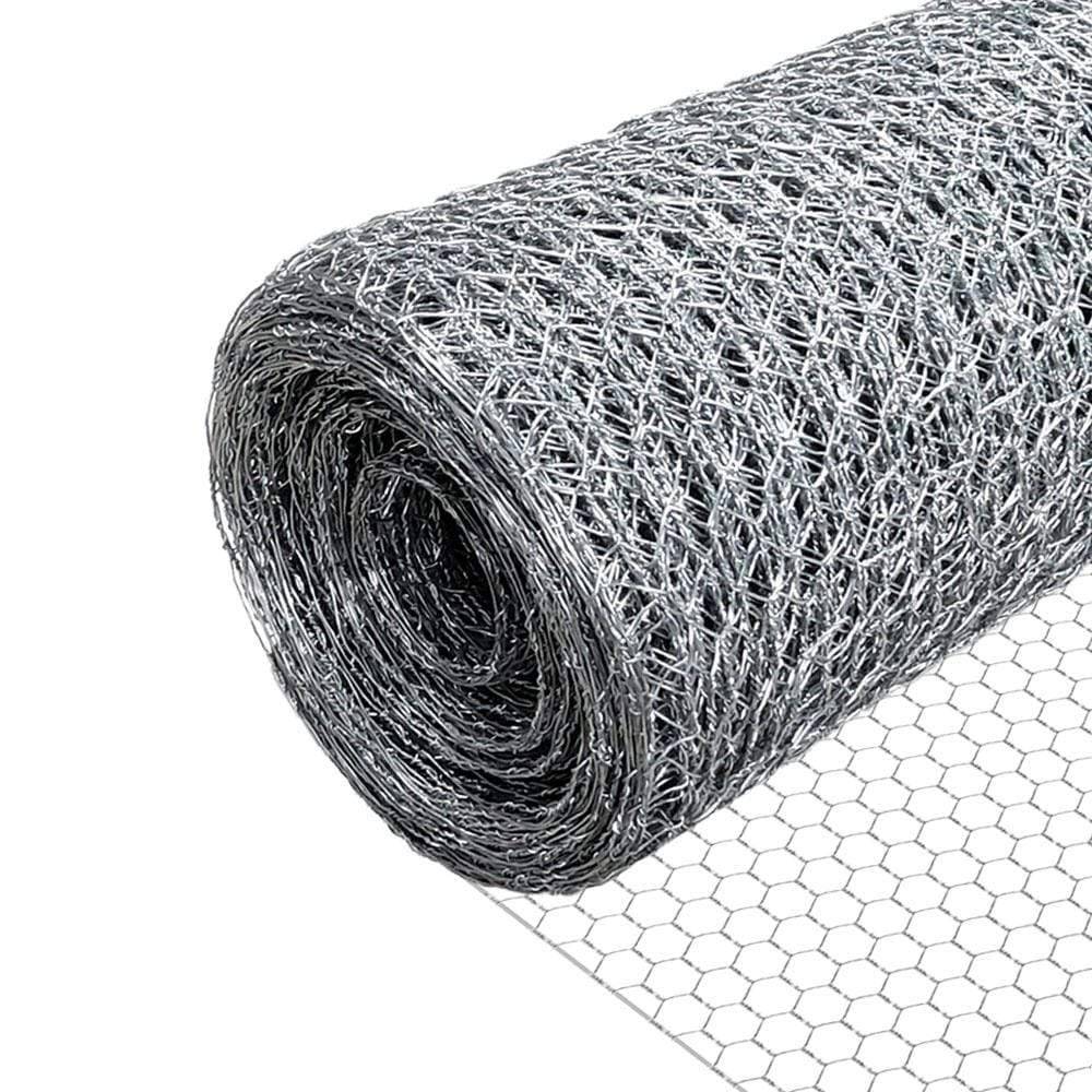Grillage a poule avec fils renforces 0.8mm et maille extra fine 13mm en acier galvanise 1x10M - VOUNOT