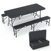 Ensemble de Table et bancs camping pliables 180cm HDPE Style Polyrotin noir - voonot.com