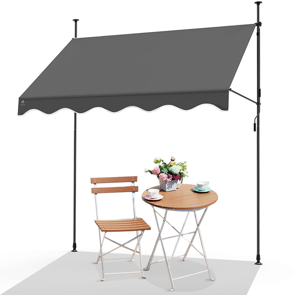 Auvent retractable manuel sans percage 200cm Gris - voonot.com