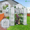 Serre de jardin avec etageres et bache PE renforcee 135g/m2 143x215x195cm - voonot.com