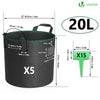 Lot de 5 sacs de plantation non tisse 20L avec poignee Noir - voonot.com