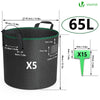 Lot 5 sacs de plantation non tisse 65L avec poignee Noir - voonot.com