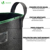 Lot de 5 sacs de plantation non tisse 20L avec poignee Noir - voonot.com