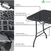 Ensemble de Table et bancs camping pliables 180cm HDPE Style Polyrotin noir - voonot.com