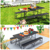 Ensemble de Table et bancs camping pliables 180cm HDPE Style Polyrotin noir - voonot.com