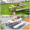 Ensemble de Table et bancs camping pliables 180cm HDPE blanc - voonot.com