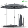 Parasol inclinable 270cm Shanghai avec housse de protection gris - voonot.com