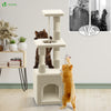 Arbre à Chat 88cm avec Corde Griffoir Plateforme Niche Beige - voonot.com
