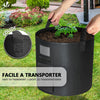 Lot 3 sacs de plantation non tisse avec fenetre velcro et poignee 43L Noir - voonot.com