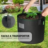 Lot de 5 sacs de plantation non tisse 20L avec poignee Noir - voonot.com