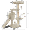 Arbre à Chat 112cm avec Griffoir Plateforme Niche L Beige - voonot.com